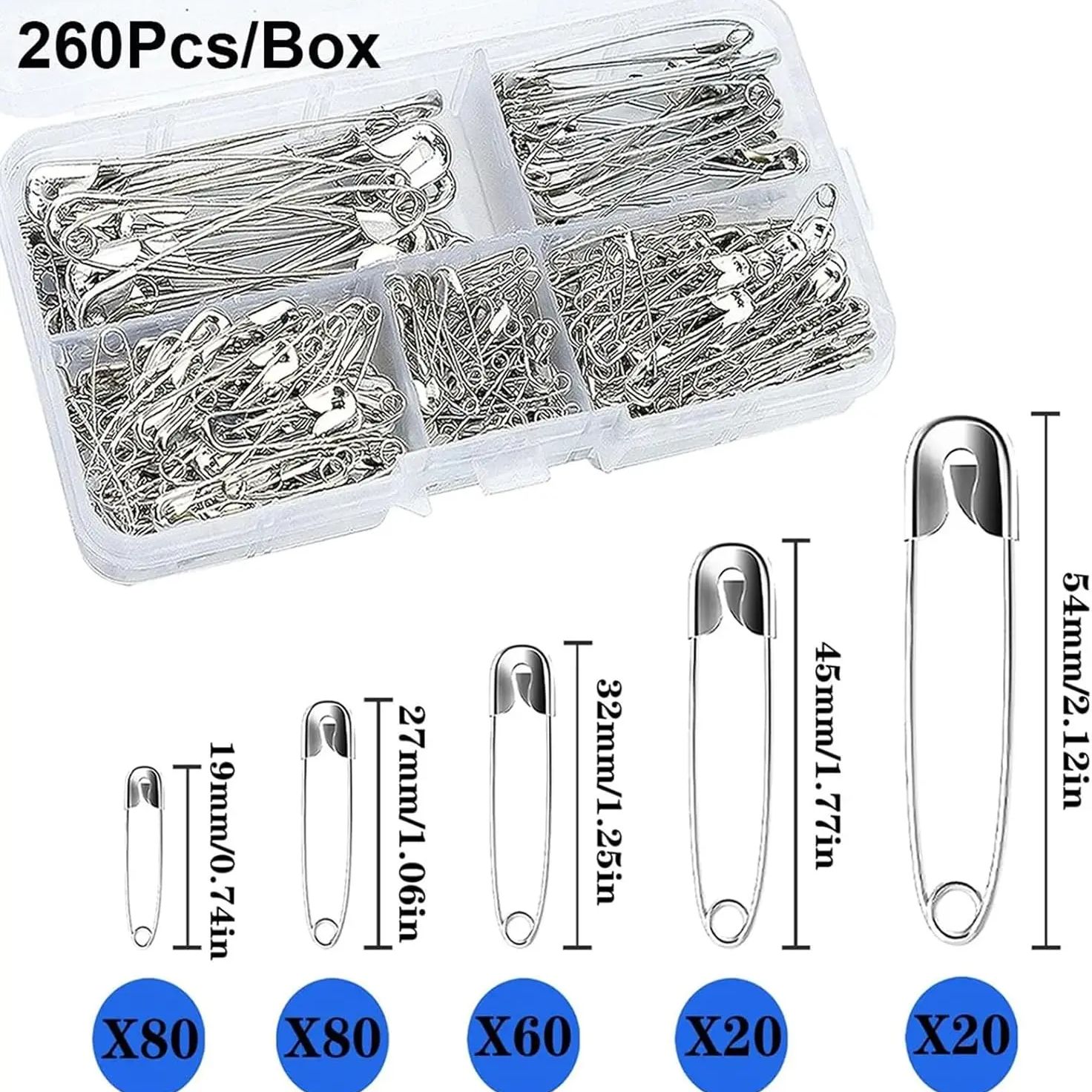 Craft Embellishment Storage - Zilveren veiligheidsspelden set met opbergdoos voor