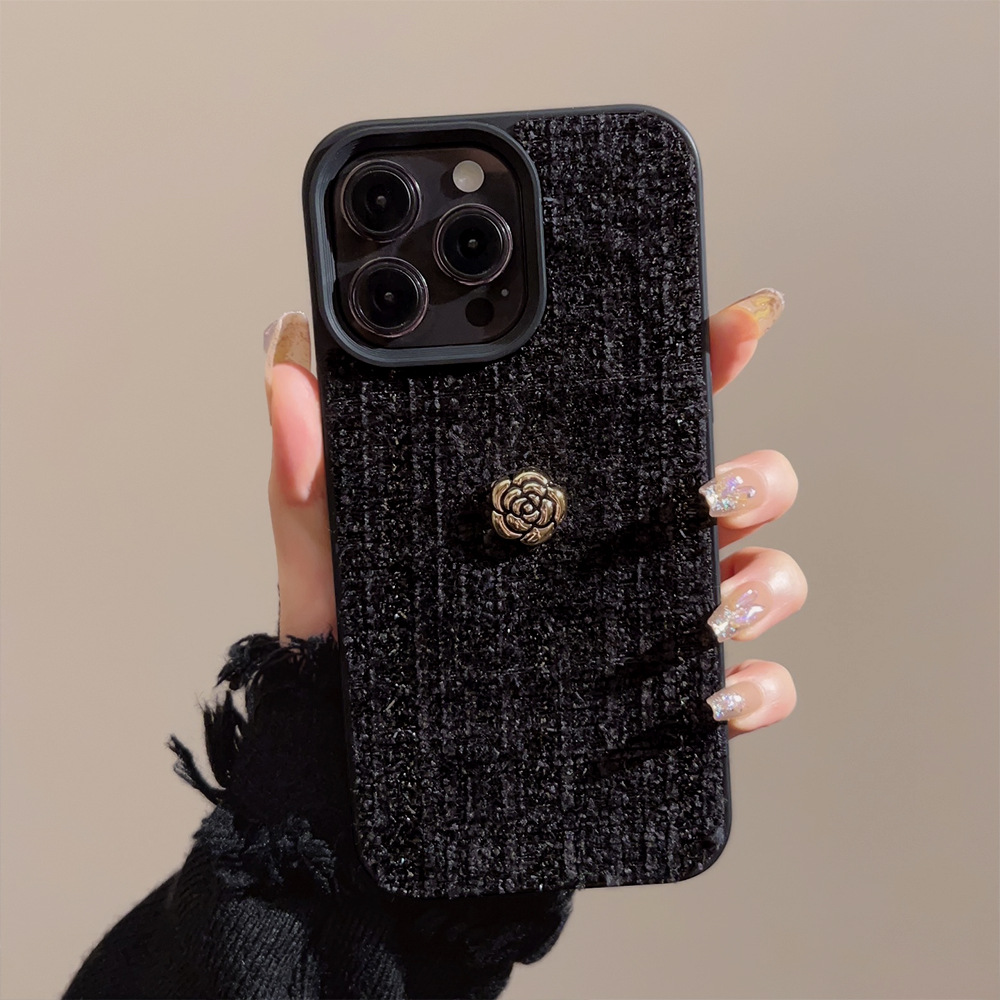 Embroidery Embellishments - Luxe 3D gouden camelia bloemen telefoonhoesje