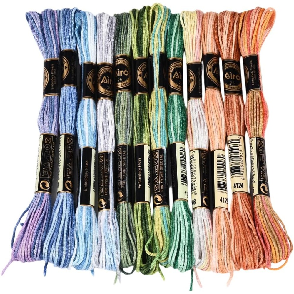 Embroidery Embellishments - 12 klosjes 105 yards kruissteekgaren, gemêleerd