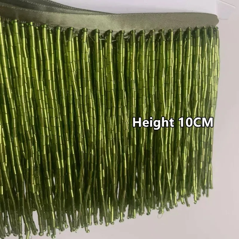 Beaded Trim Fringe - 10CM Zilver Rode Kraal Buis Kwastje